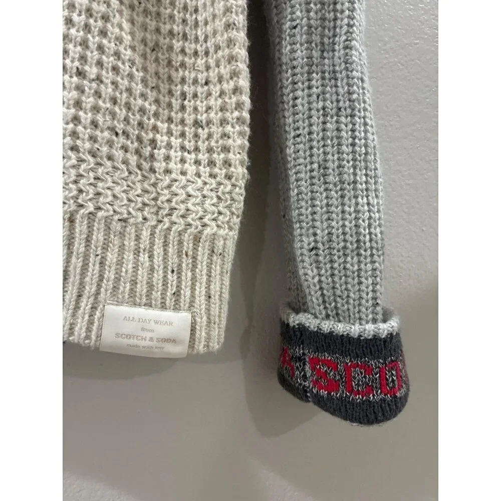 Scotch & Soda men's colorblock knitted Wool sweater in a gray colorway size S